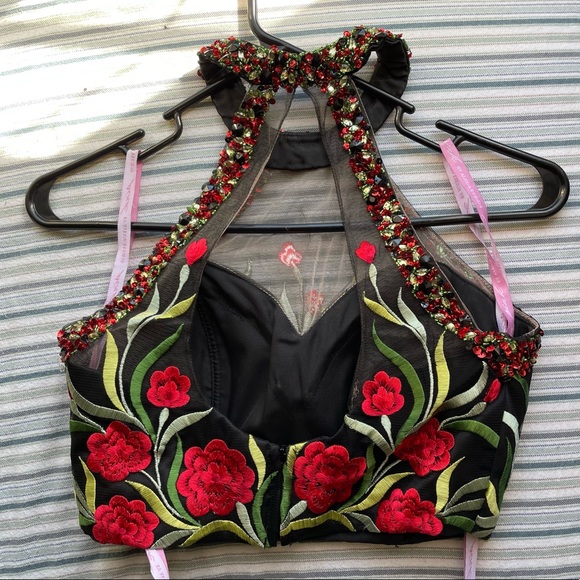 Black Floral Ball Gown Size 4 - Picture 5 of 15